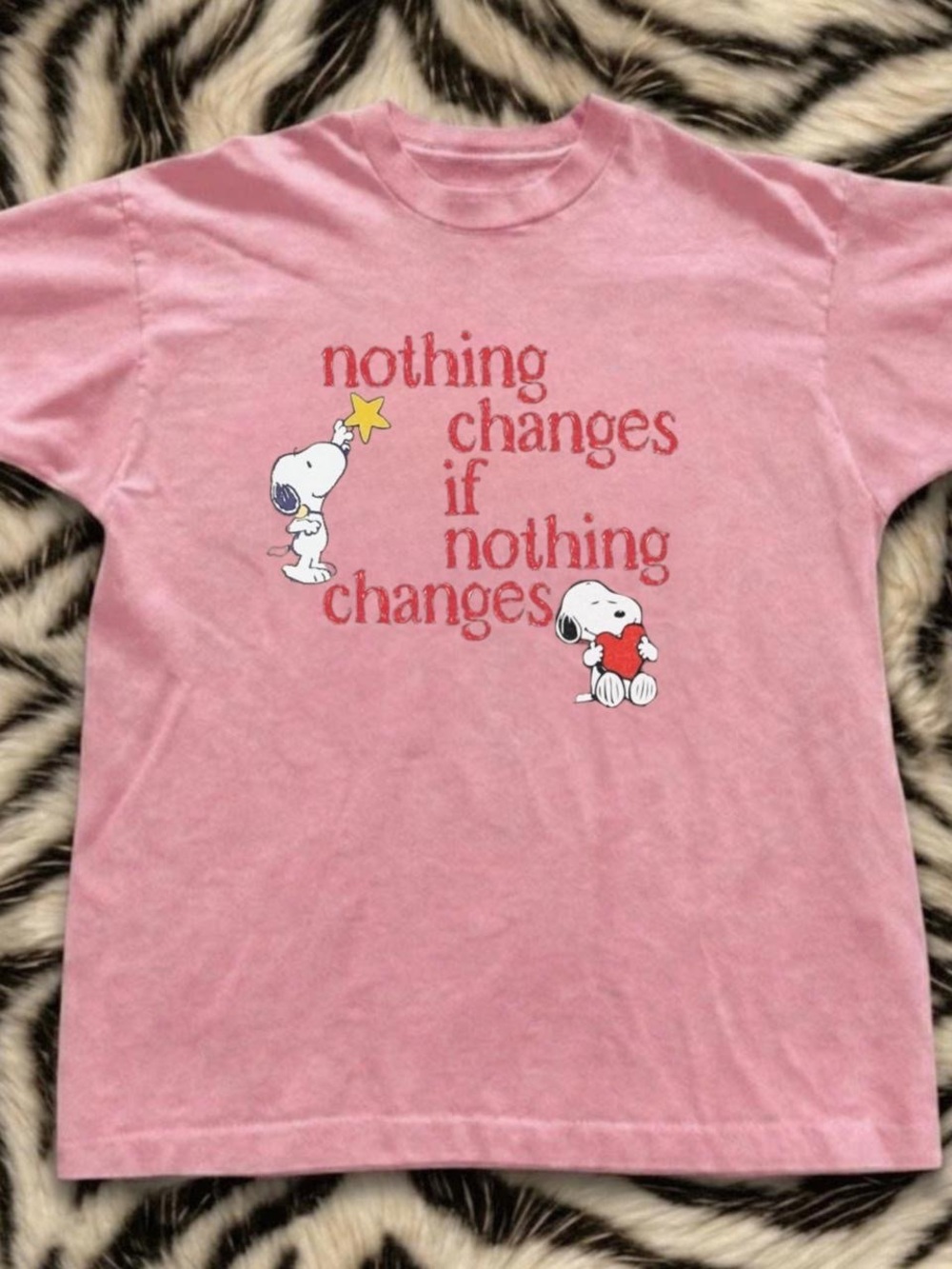 Gildan Pink Snoopy 'Nothing Changes' Graphic Tee
